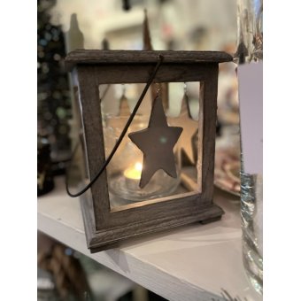 Lantaarn hout met ster