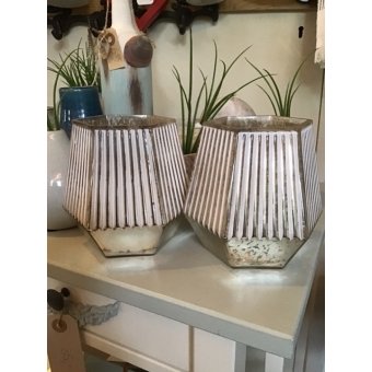 Theelichhouder 6-kantig glas 