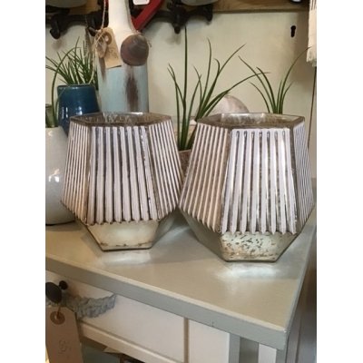 Theelichhouder 6-kantig glas 